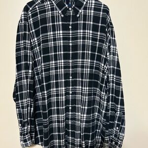 Ralph Lauren Men's Black and White Checkered Shirt